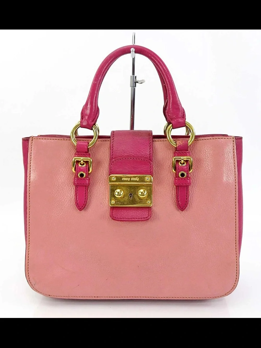 Miu Miu Two-Tone Pink Leather Top-Handle Satchel